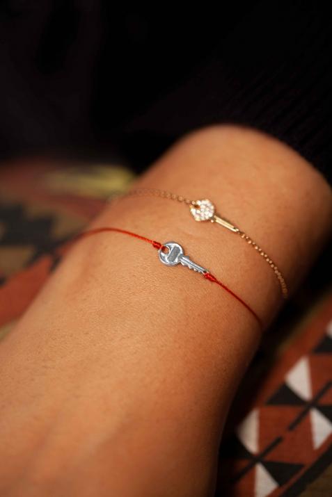 Collier fil clé en or blanc - Redline - 0++