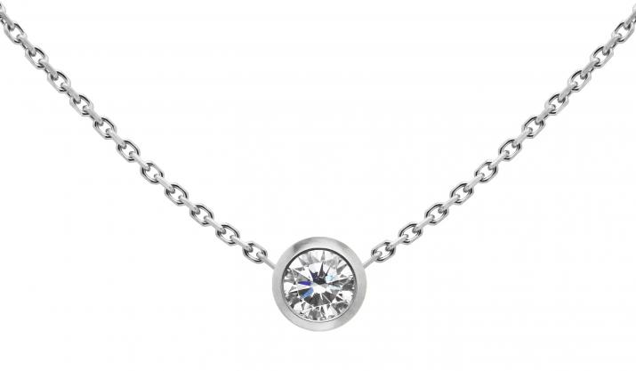 Collier chaîne avec diamant 0.20 carat serti clos or blanc - Redline - 0++
