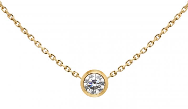 Collier chaîne avec diamant 0.20 carat serti clos or jaune - Redline - 0++