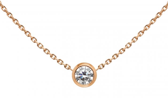 Collier chaîne avec diamant 0.20 carat serti clos or rose - Redline - 0++