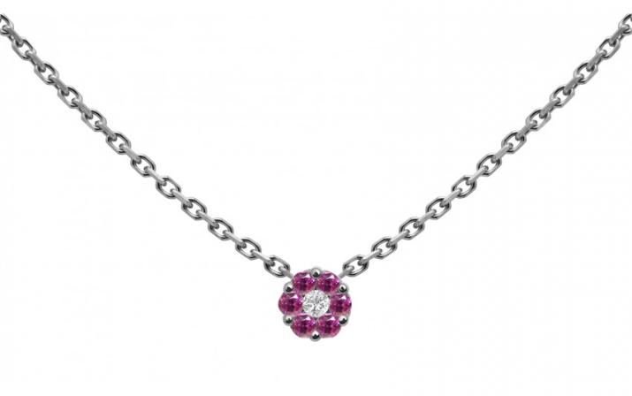 Collier chiane avec saphirs roses et diamant blanc or noir - Redline
