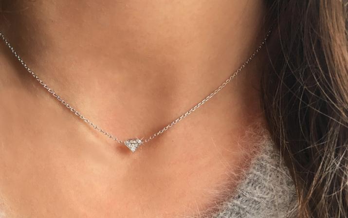 Collier chaîne diamant or blanc pavé diamant - Redline - 0++