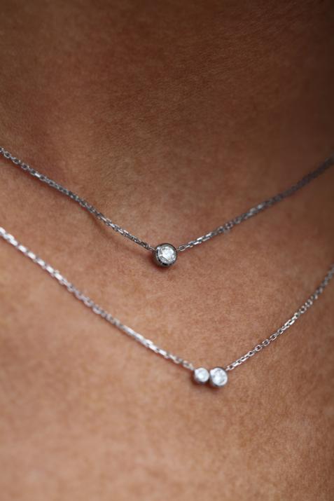 Collier chaîne avec diamant 0.10 carat en serti clos or noir - Redline - 0++