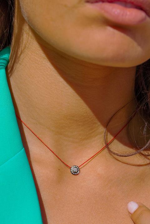 Collier fil avec diamants 0.26 carat en serti clos or noir - Redline - 0++