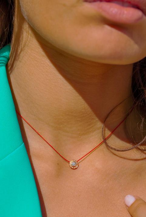 Collier fil avec diamants 0.26 carat en serti clos or rose - Redline - 0++