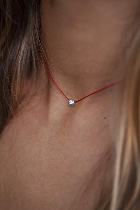 Collier fil avec diamant 0.20 carat serti clos or blanc - Redline - 0++