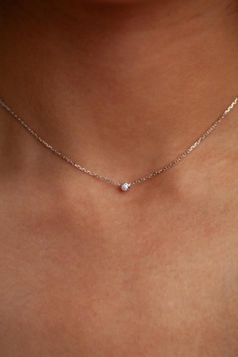 Collier Poisson sur chaîne avec diamant 0.05ct or blanc - Redline - 0++