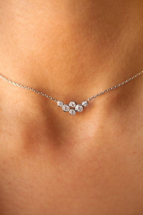 Collier chaîne avec diamants 0.40 carat en serti clos or blanc - Redline - 0++