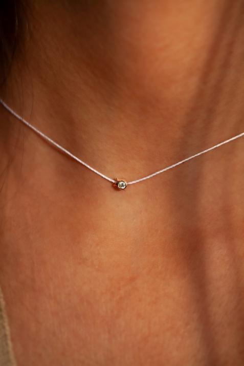 Collier Poisson fil avec diamant 0.05ct or jaune - Redline - 0++