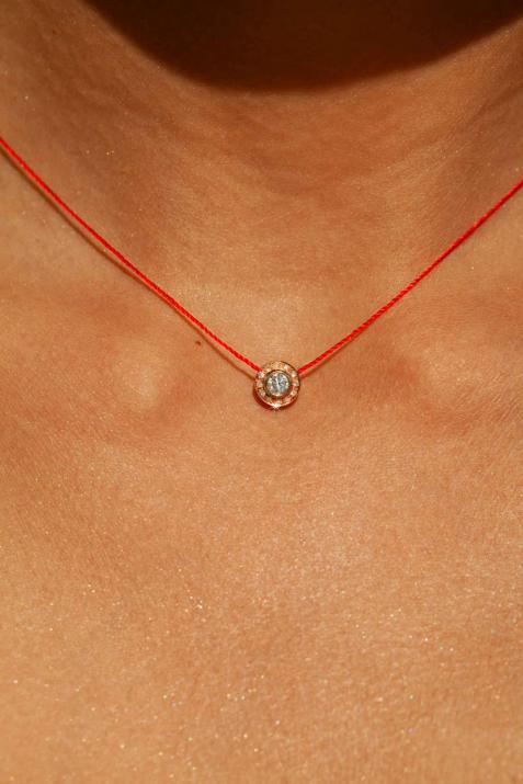 Collier fil avec diamants 0.26 carat en serti clos or rose - Redline - 0++