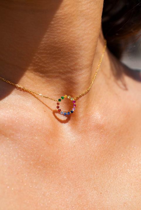 Collier Aurelange Rainbow Saphirs Chaine Or Jaune - Redline - 0++