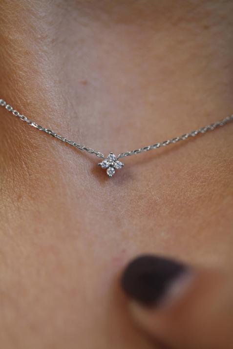 Collier chaîne étoile avec 4 diamants or blanc - Redline - 0++