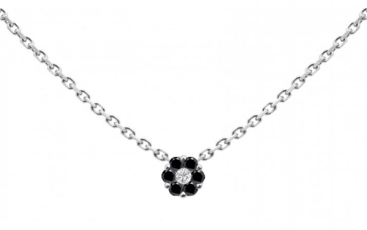 Collier chaîne avec diamants noirs et diamant blanc or blanc - Redline