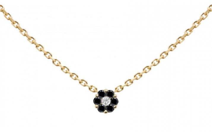 Collier chaîne avec diamants noirs et diamant blanc or jaune - Redline