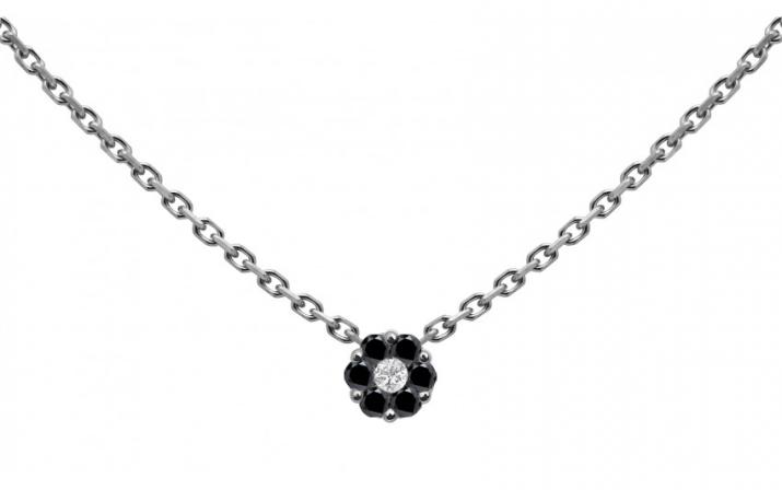 Collier chaîne avec diamants noirs et diamant blanc or noir - Redline