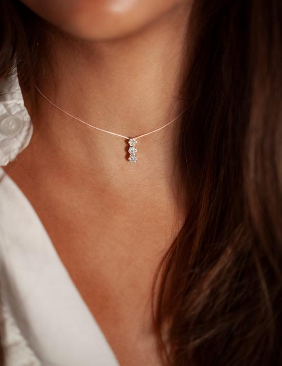 Collier fil avec diamant 0.15 carat en serti invisible or jaune - Redline - 0++