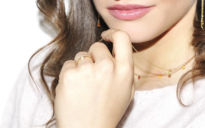 Collier 2 chaînes avec saphir de couleur en serti griffe or blanc - Redline - 0++