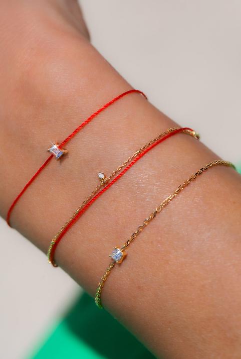 Bracelet chaîne avec diamant princesse 0.11 carat en serti griffe or rose - Redline - 0++