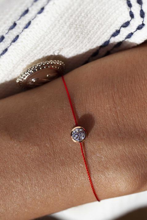 Bracelet fil avec diamant 0.50 carat serti clos or rose - Redline - 0++