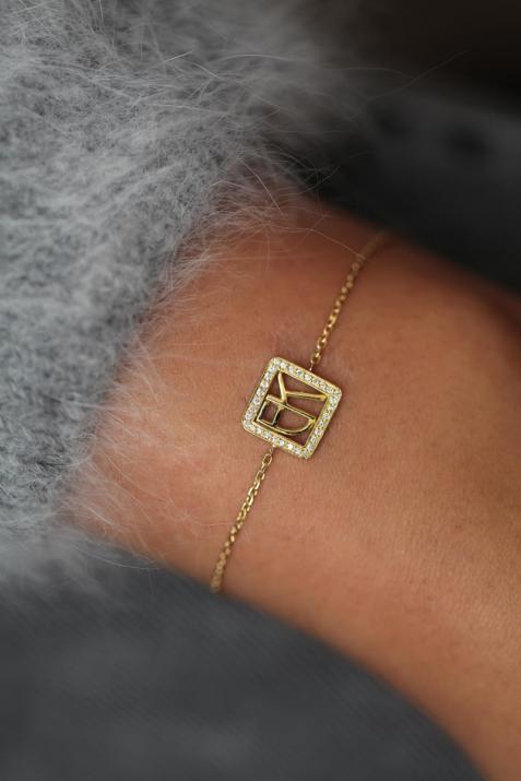 Chain Bracelet Diamonds Square Emmanuelle Khanh Yellow Gold RedLine Jewelry - Redline