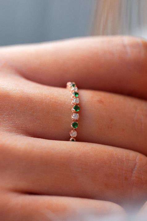 Bague Marilyn Emeraude Or Rose - Redline - 0++