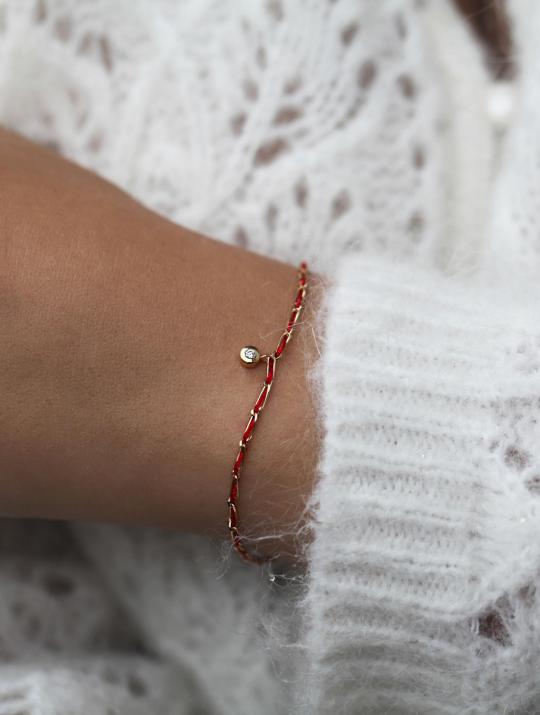 Bracelet entrelacet en or jaune avec fil et diamant - Redline - 0++