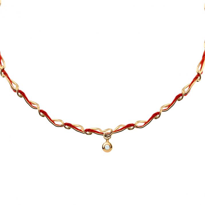 Collier entrelacé en or jaune et diamant - Redline - 0++