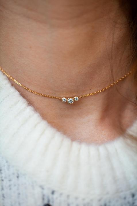 Collier chaîne avec diamant 0.20 carat en serti clos or jaune - Redline - 0++