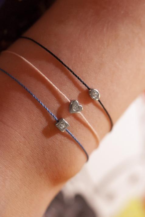 Bracelet fil carré avec diamant 0.05 carat en argent 925 - Redline - 0++