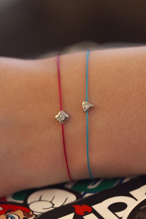 Bracelet fil trèfle avec diamant 0.05 carat en argent 925 - Redline - 0++