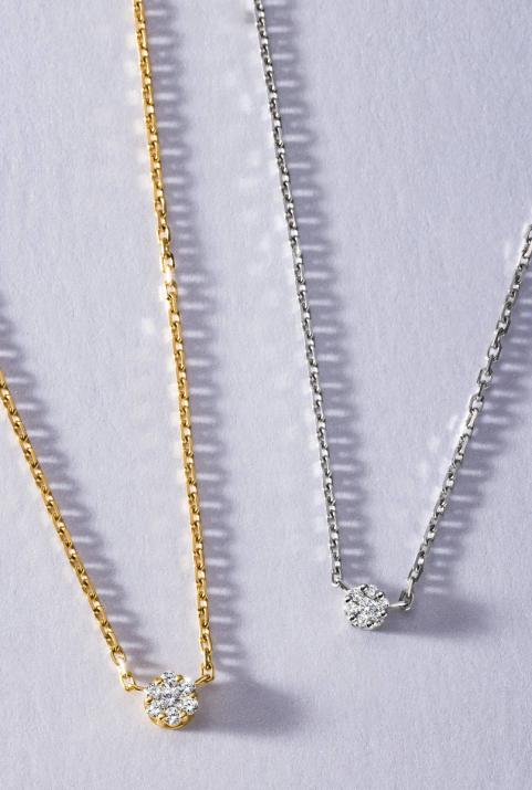 Collier chaîne avec diamants 0.10 carat en serti invisible or jaune - Redline - 0++