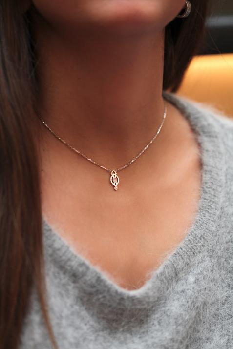 Collier Chaîne Femme avec 0.05ct Diamant Rond en Or Blanc Pavé - Redline - 0++