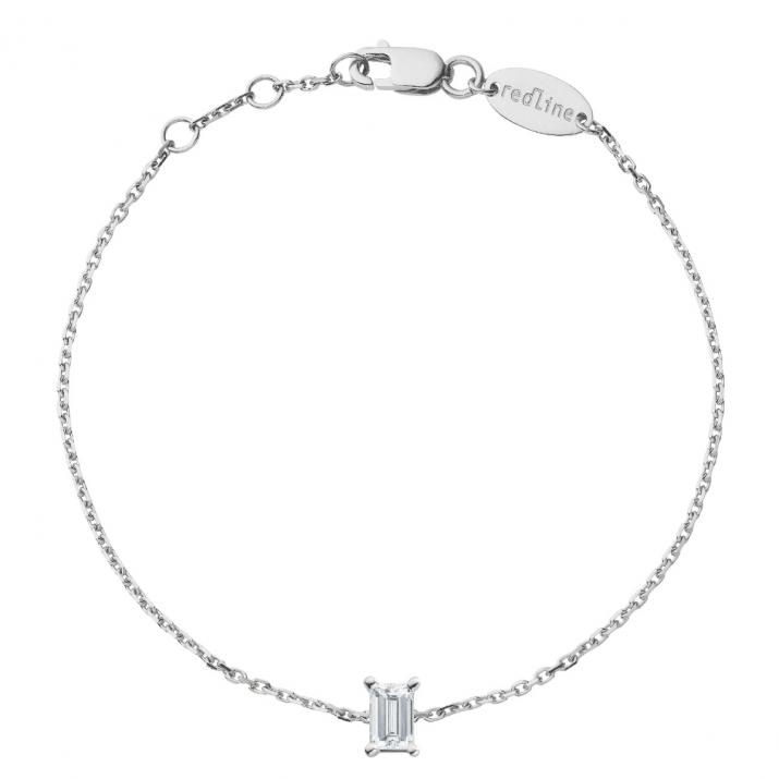 Bracelet chaîne avec diamant baguette 0.10 carat en serti griffe or blanc - Redline - 0++