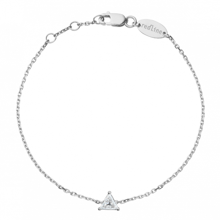 Bracelet chaîne avec diamant triangle 0.10 carat en serti griffe or blanc - Redline - 0++
