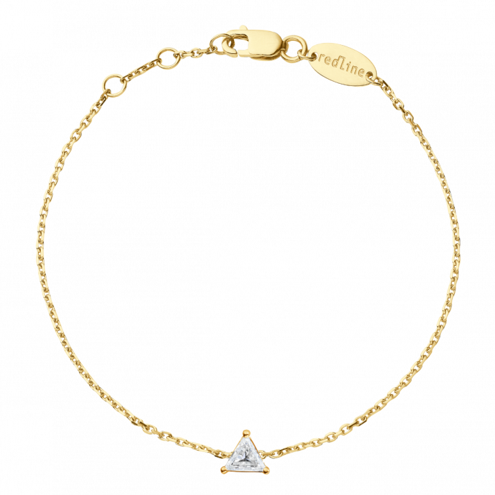 Bracelet chaîne avec diamant triangle 0.10 carat en serti griffe or jaune - Redline - 0++