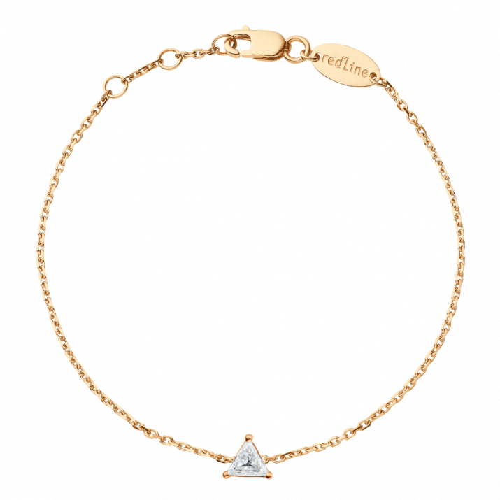 Bracelet chaîne avec diamant triangle 0.10 carat en serti griffe or rose - Redline - 0++