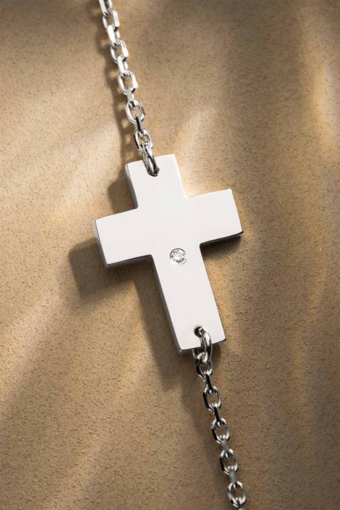 Bracelet chaîne croix or blanc avec diamant - Redline - 0++