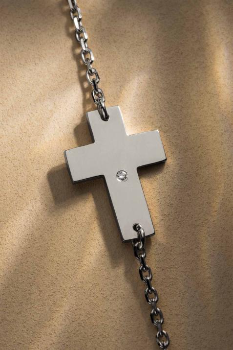 Bracelet chaîne croix or noir avec diamant - Redline - 0++