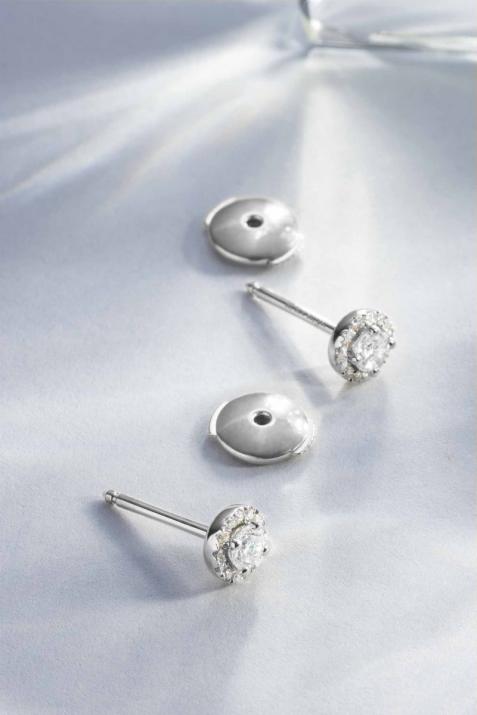 Boucles d'oreilles avec diamant 0.29 carat en serti griffe or blanc - Redline - 0++