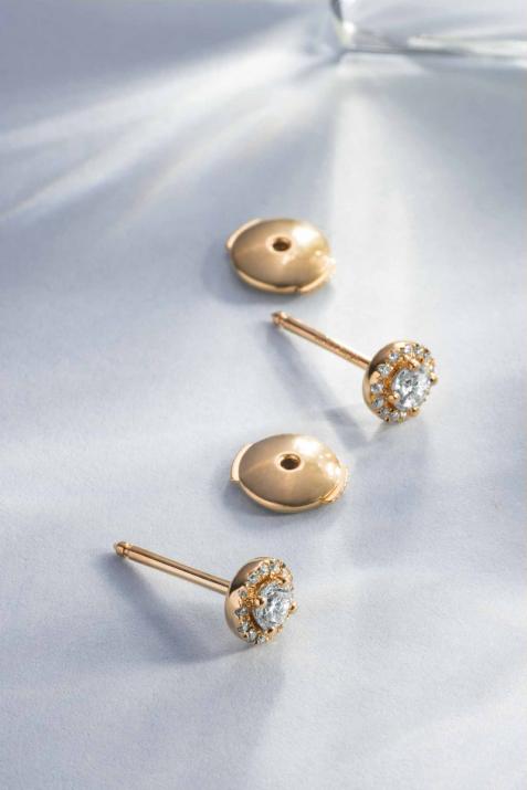 Boucles d'oreilles avec diamant 0.29 carat en serti griffe or rose - Redline - 0++