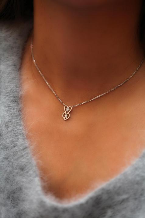 Collier Chaîne Femme avec 0.05ct Diamant Rond en Or Blanc Pavé - Redline - 0++