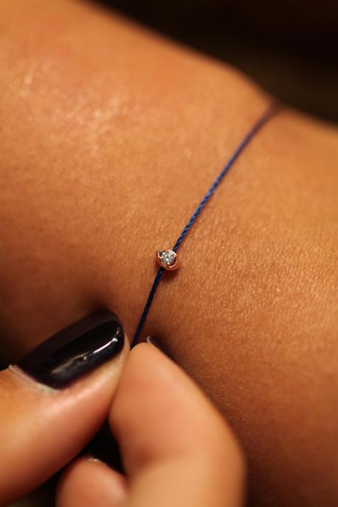 Lady bracelet fil et son diamant larme orné d'or rose - Redline - 0++