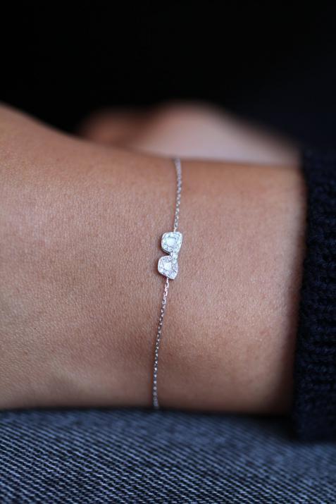 Emmanuelle Khanh Diamond Glasses chain bracelet in White Gold - Redline
