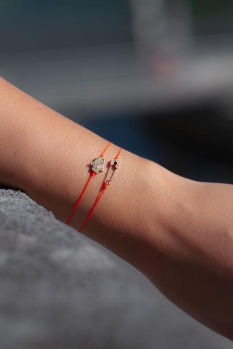 Bracelet fil main de Fatma or jaune pavé diamants - Redline - 0++