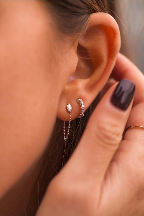 Boucle d’oreille Majesté Courtoise chaine or blanc - Redline - 0++