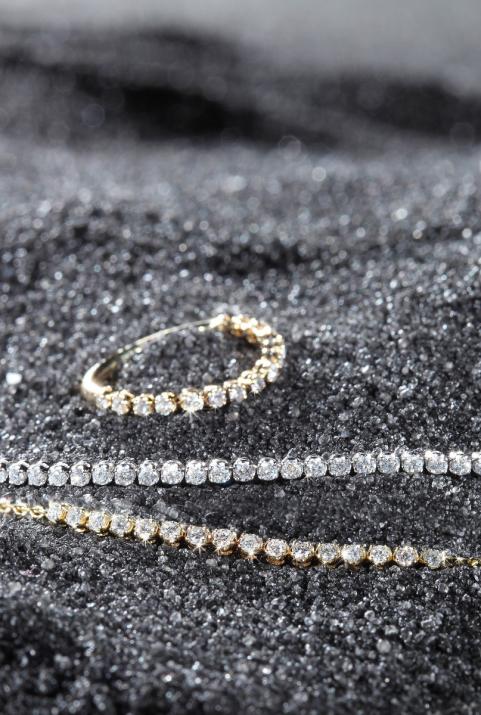 Bracelet chaîne avec diamant 0.29 carat en serti griffe or noir - Redline - 0++