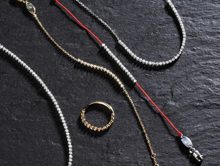Bracelet fil avec diamants noirs 0.3 carat en serti griffe or noir - Redline - 0++