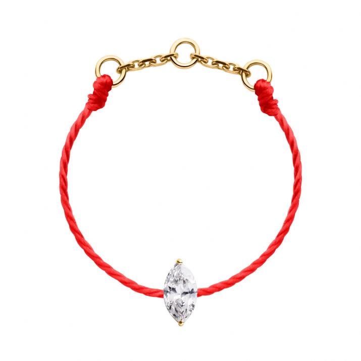 Bague fil avec diamant marquise 0.10 carat en serti griffe or jaune - Redline - 0++