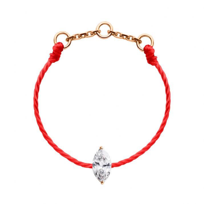 Bague fil avec diamant marquise 0.10 carat en serti griffe or rose - Redline - 0++