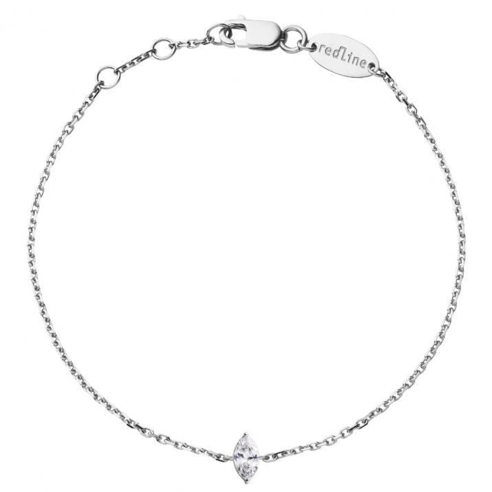 Bracelet chaîne avec diamant marquise 0.10 carat en serti griffe or blanc - Redline - 0++